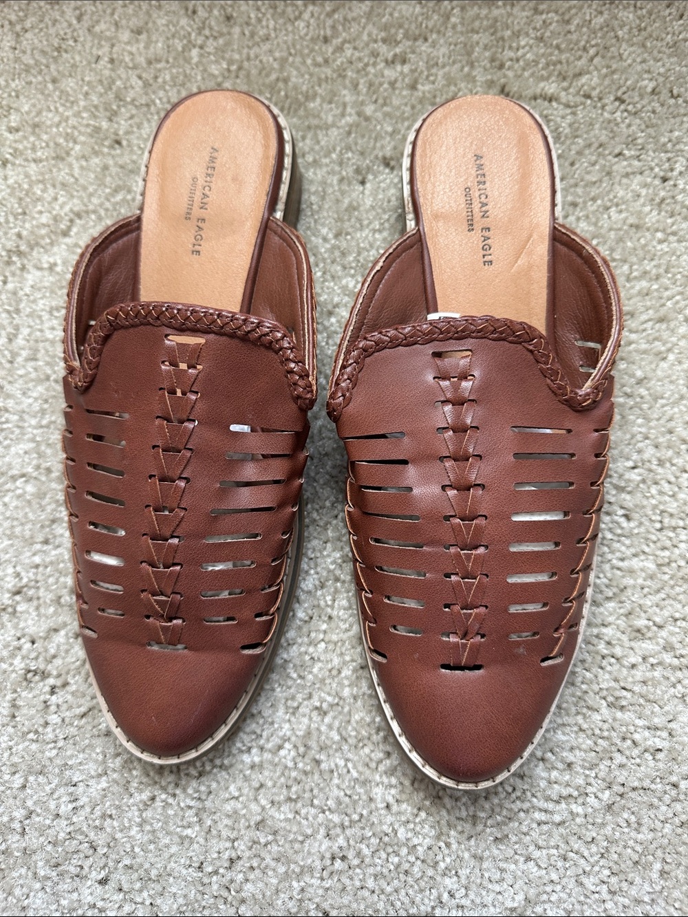 American Eagle Outfitters Brown Braided Slip-On Mules size 8